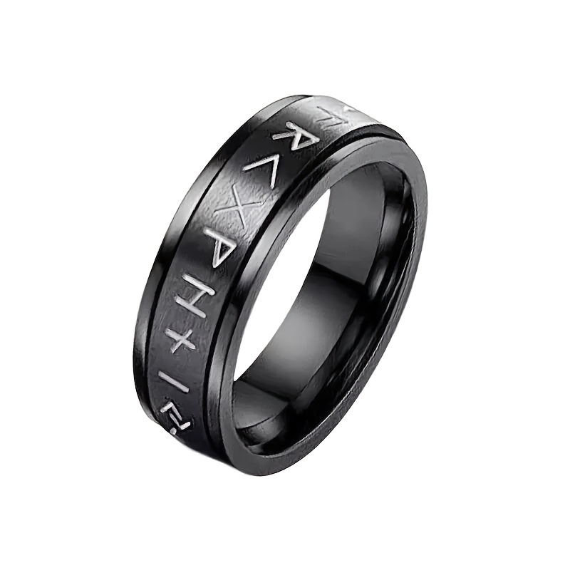 Men's Viking Rune Symbol Stainless Steel Rotatable Ring